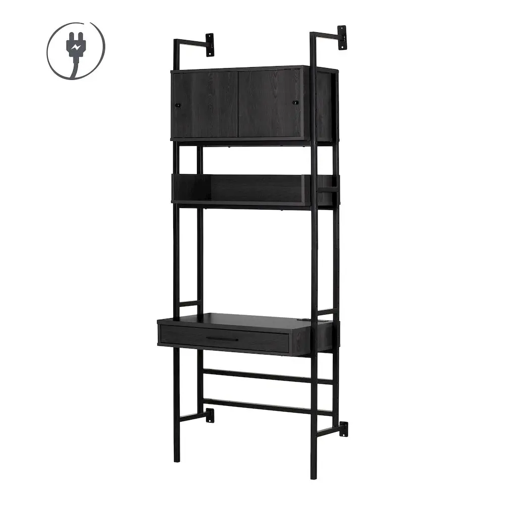 Kozack Wall-mounted desk, Gray Oak and Black
